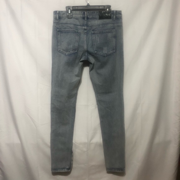 Young & Reckless Los Angeles Denim Jeans Mens 34 Patchwork Light Wash Distressed - Picture 2 of 11